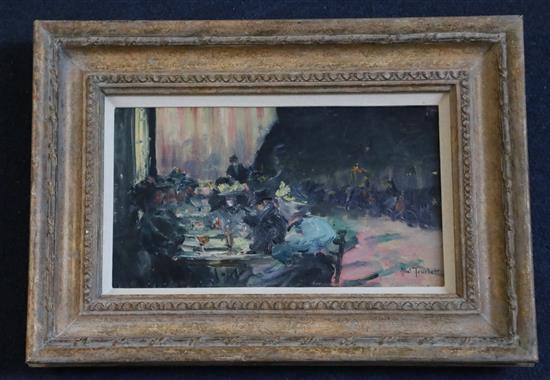 Abel Truchet (French 1857-1918) Cafe des Ambassadeurs 4.5 x 8.25in.